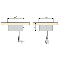 Emuca Multi-connecteur de table, 2 USB + 1 HDMI + 1 prise EU, 145 x 130 mm, Acier et aluminium, Noir