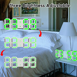 Acheter Horloge Murale LED Numérique 3D Moderne Snooze 12/24 Heures USB Blanc + Vert