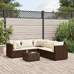 vidaXL Salon de jardin 6 pcs avec coussins Marron Résine tressée