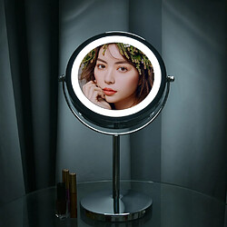 Universal Miroir de maquillage à LED tournant à 360 degrés avec lumière LED agrandissement 10x Miroir de maquillage réglable 7 pouces miroir double face(Argent)