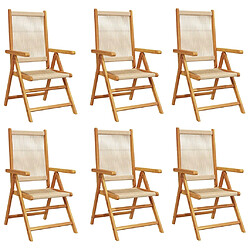 vidaXL Chaises inclinables de jardin lot de 6 beige bois massif acacia