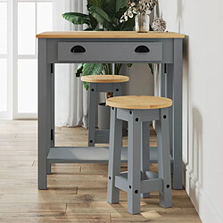 vidaXL Ensemble de bar 3 pcs gris bois de pin massif