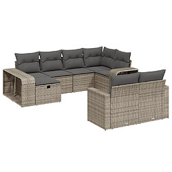 Maison Chic Salon de jardin avec coussins 10 pcs, Ensemble Tables et chaises de jardin, gris résine tressée -GKD251679