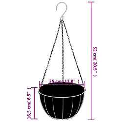 vidaXL Jardinières suspendues 4 pcs avec doublure coco Noir Ø 35x52 cm pas cher