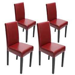 Decoshop26 Lot de 4 chaises de salle à manger cuisine en cuir rouge pieds en bois foncés design moderne 04_0002096