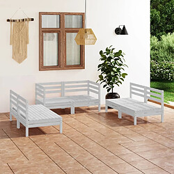 Maison Chic Salon de jardin 6 pcs - Table et chaises d'extérieur - Mobilier/Meubles de jardin Moderne Blanc Bois de pin massif -MN83818