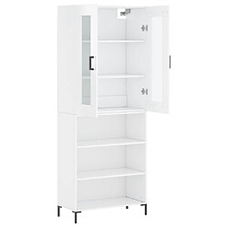 Avis vidaXL Buffet haut Blanc brillant 69,5x34x180 cm Bois d'ingénierie