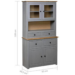 vidaXL Buffet haut Gris 93x40,5x180 cm Pin Gamme Panama pas cher