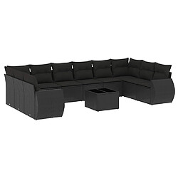 Maison Chic Salon de jardin 11 pcs avec coussins | Ensemble de Table et chaises | Mobilier d'Extérieur noir résine tressée -GKD48843