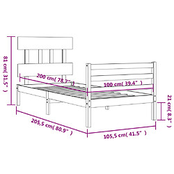 vidaXL Cadre de lit sans matelas 100x200 cm bois massif pas cher