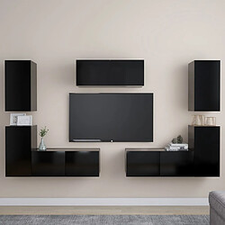 vidaXL Ensemble de meubles TV 7 pcs Noir Bois d'ingénierie