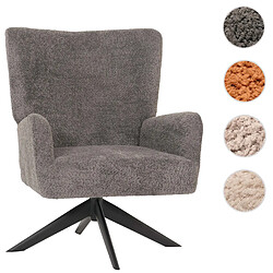 Mendler Fauteuil lounge HWC-N65, fauteuil cocktail fauteuil rembourré fauteuil relax, pivotant, tissu/textile chenille métal ~ gris foncé