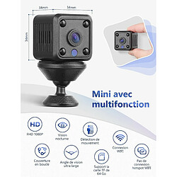 Chrono Camera Espion, 1080P HD Mini Camera Espion WiFi, Mini Cam avec Détection de Mouvement et Vision Nocturne Micro Espion pour Interieur /Exterieur-noir