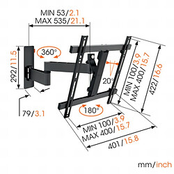 Support mural inclinable/orientable pour écran 32 à 55 - wall3245 - VOGEL'S