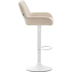 Avis Decoshop26 Tabouret de bar x1 repose-pieds en forme d'arc en métal blanc assise en tissu crème 10_0004549