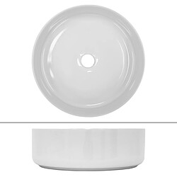 Ecd Germany Vasque en céramique blanc ronde avec bond de vidage salle de bain Ø355x120 mm