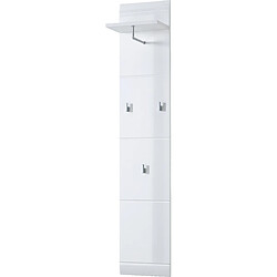 Pegane Porte-manteau, vestiaire ouvert en MDF laminé brillant coloris blanc - Longueur 30 x Profondeur 23 x Hauteur 152 cm