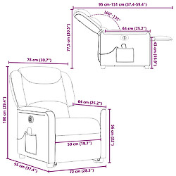 vidaXL Fauteuil inclinable de massage électrique Taupe Tissu pas cher