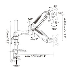 Acheter Fixation pour écran VM-MG1 1- bras 15 - 27 pouces noir/blanc hjh OFFICE