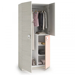 Dansmamaison Armoire 3 portes battantes Bois blanchi/Rose - LOMLOM