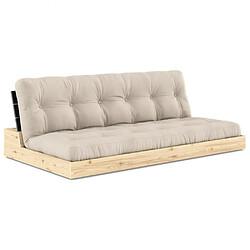 Inside 75 Canapé lit futon BASE beige argile couchage 130cm dossiers noirs coffres