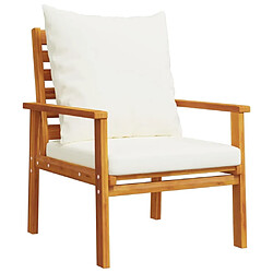 Maison Chic Ensemble de 4 Tables et chaises d'extérieur avec coussins,Salon de jardin Bois d'acacia solide -GKD159387 pas cher