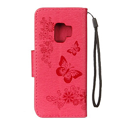 Avis Wewoo Housse Étui rouge pour Samsung Galaxy S9 Vintage motif de papillon floral gaufré flip horizontal en cuir avec fente carte et titulaire portefeuille lanière