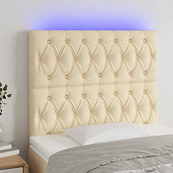 Maison Chic Tête de lit scandinave à LED,meuble de chambre Crème 100x7x118/128 cm Tissu -MN13858