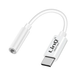 LinQ Adaptateur Audio USB C vers Jack 3.5mm Compatible commande vocale Blanc 