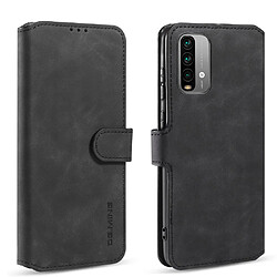 Dg.Ming Etui en PU Style rétro avec support noir pour votre Xiaomi Redmi 9T/9 Power/Note 9 4G (Qualcomm Snapdragon 662)