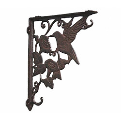 L'Héritier Du Temps Equerre Crédence Potence Murale en Fonte Marron Suspension Support Décor Oiseaux 4x21x25cm