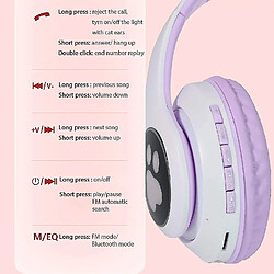 Universal Écouteurs sans fil Cat LED Lumineux écouteurs pliables Bluetooth avec / microphone Distance en ligne (Purple Princess) pas cher