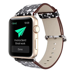 Acheter Wewoo Bracelet noir et blanc pour Apple Watch Series 3 & 2 & 1 42mm Mode Base Étoiles Motif Véritable En Cuir Montre-Bracelet Bande