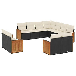 Maison Chic Salon de jardin 11 pcs avec coussins | Ensemble de Table et chaises | Mobilier d'Extérieur noir résine tressée -GKD74869