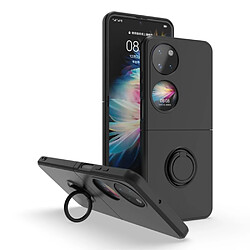 Coque en TPU antichoc avec béquille à anneau rotatif noir pour votre Huawei P50 Pocket