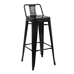 Tabourets Hauts en Acier Noir avec Dossier - Lot de 4 - Bolero Bistro