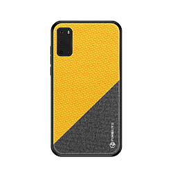 Coque en TPU + PU hybride jaune pour votre Samsung Galaxy S20