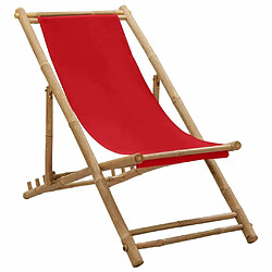 Maison Chic Chaise de terrasse jardin,fateuill d'extérieur bambou et toile rouge -GKD31238