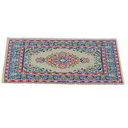 Avis Tapis de maison de poupée miniature 1/12 tapis de broderie accessoires de chambre bleu