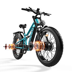 Vélo électrique GUNAI-M2, moteur 2 x 750 W, 48 V 17,5 Ah, Top 60 km/h, Bleu Cyan pas cher