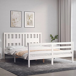 Avis Maison Chic Lit adulte - Cadre Structure de lit avec tête de lit Contemporain blanc 160x200 cm bois massif -MN75329