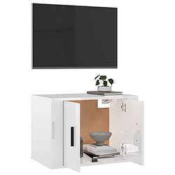 Maison Chic Meuble TV scandinave mural Banc TV suspendu pour salon - Blanc brillant 57x34,5x40 cm -MN50080 pas cher