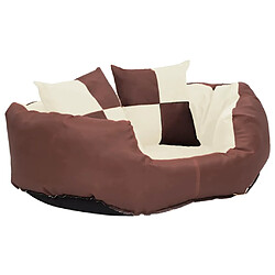 vidaXL Coussin réversible lavable de chien Marron et crème 65x50x20 cm