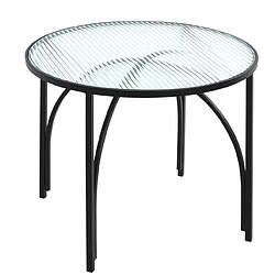 Pegane Table d'appoint, table de salon ronde en verre trempé, pieds en métal noir - diamètre 50 x hauteur 40 cm