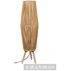 LAMPE LEANDRA EN CORDE AVEC TREPIED EN BOIS LAMPE À POSER LAMPE DE CHEVET LAMPE DE BUREAU LAMPE LECTURE D25CM X H88CM+Natural Living pas cher