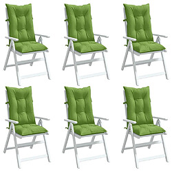 vidaXL Coussins de chaise à dossier haut lot de 6 vert mélangé tissu