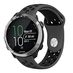 Bracelet en silicone creux 20mm bicolore tout noir pour votre Garmin Forerunner 645 Music/Vivoactive 3/Vivomove HR