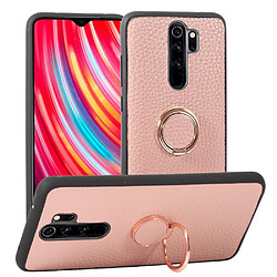 Coque en TPU + PU texture litchi avec béquille pour votre Xiaomi Redmi Note 8 Pro - rose