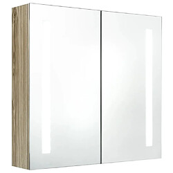 Maison Chic Armoire de salle de bain,Meuble de rangement,Meuble haut à miroir LED Chêne 62x14x60 cm -GKD988568