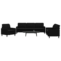 vidaXL Ensemble de canapés 3 pcs avec coussins Noir Velours